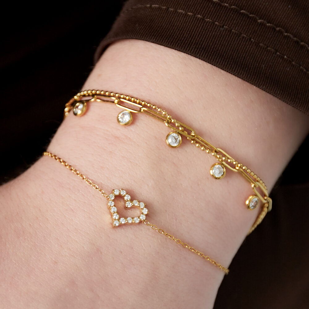 Armband met hartje van strass steentjes