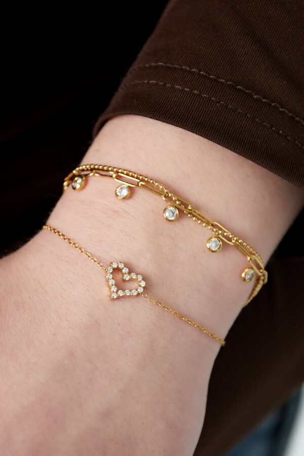 Armband met hartje van strass steentjes