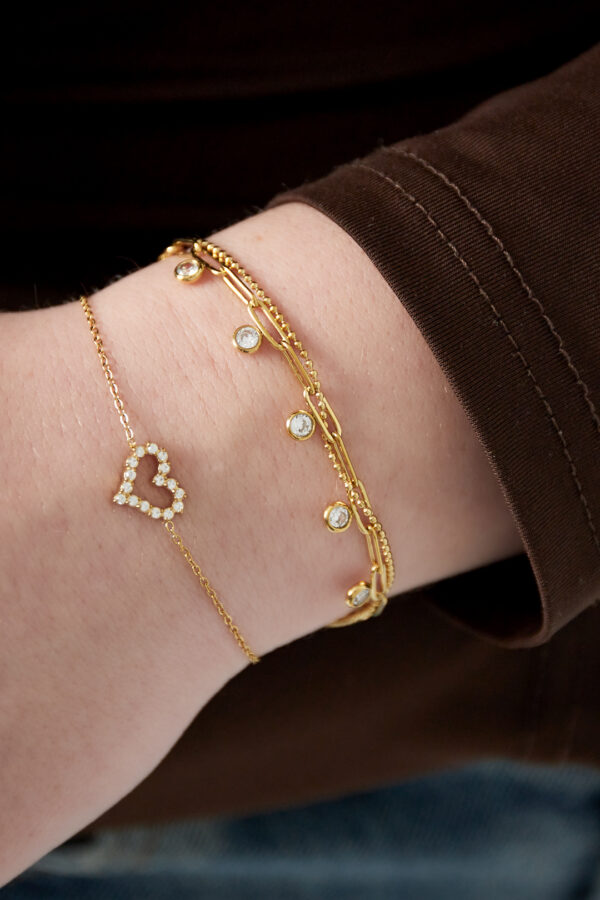 Meerlaagse armband met strass steentjes