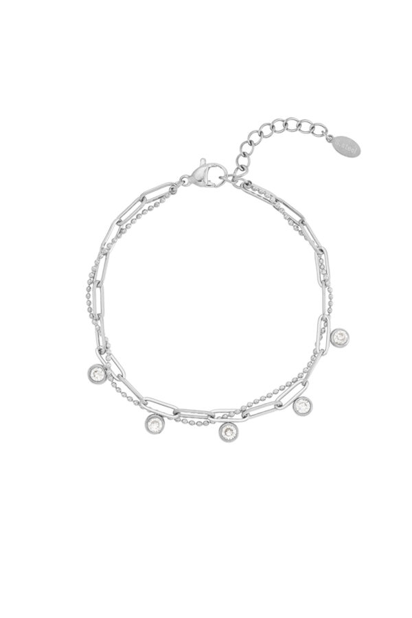 Meerlaagse armband met strass steentjes