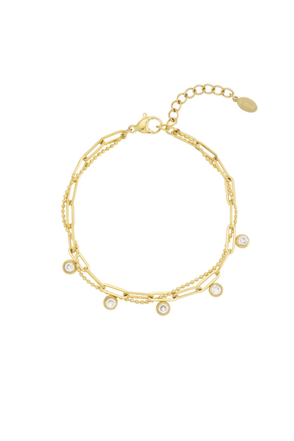 Meerlaagse armband met strass steentjes